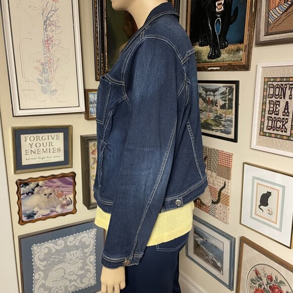 Lane Bryant Womens Classic Fit Stretch Plus Size Dark Wash Denim Jacket Size 26 - Picture 2 of 5